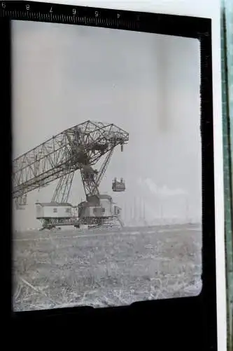 tolles altes Glasnegativ - Fördergerät Braunkohlenbergbau ???? Kraftwerk ?? 9x12
