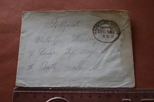 alter Feldpostumschlag mit Bahnstempel Magdeburg-Bremen 1917