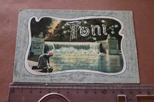 tolle alte Namenskarte Toni - kleiner Wasserfall - Dresden ??? 1910