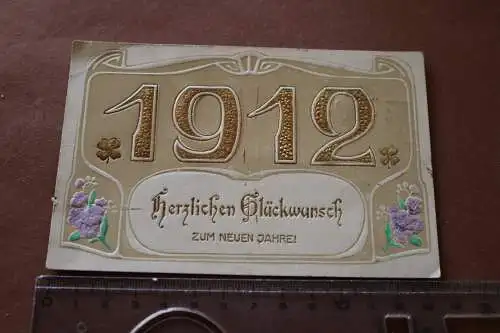 tolle alte Prägekarte  Neujahrskarte - 1912 