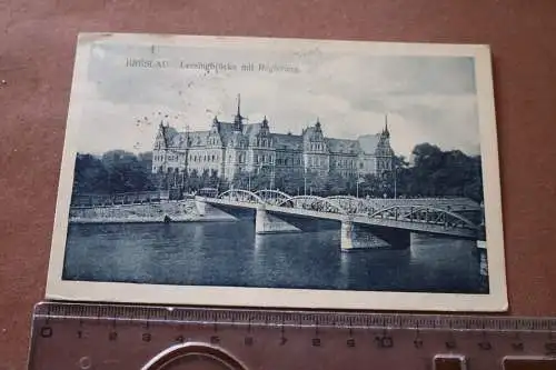 tolle alte Karte - Breslau - Lessingbrücke mit Regierung 1912