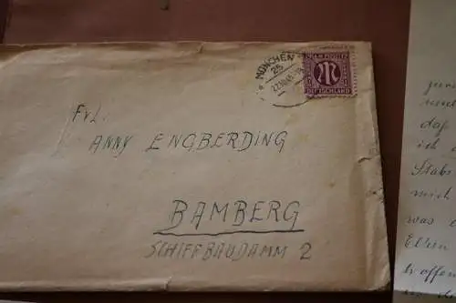 alter Brief mit Inhalt - München 22.10.1945  