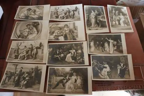 12 tolle alte Karten - vers. Paare - Geschichte ?  Liebespaare ? 20-40er Jahre ?