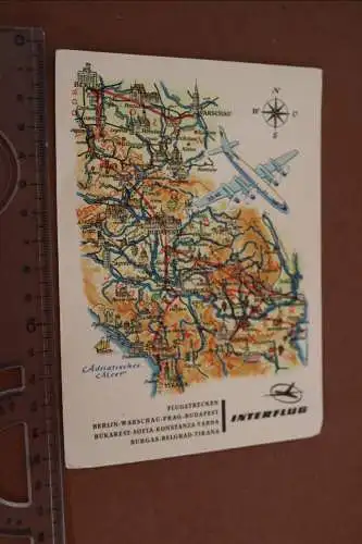 tolle alte Karte - Interflug - Landkarte - Flugrouten  
