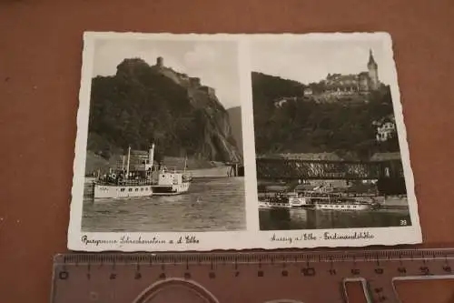 tolle alte Karte -  BUrg Schreckenstein und Aussig Ferdinandshöhe mit Raddampfer