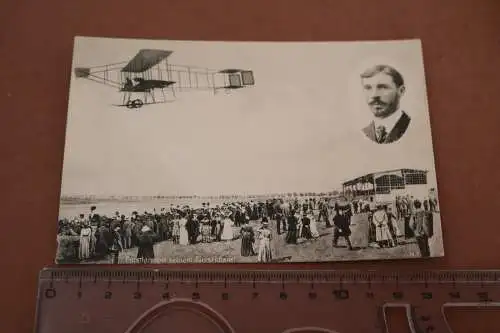 tolle alte Karte - Flugpionier Farman mit seinem Flugapparat, Biplan, Flugplatz,
