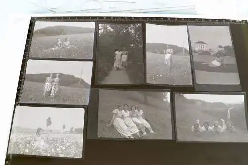 acht tolle alte Negative - Mädels im Dirndl ?  Bayern ?? 30-40er Jahre auf Wiese