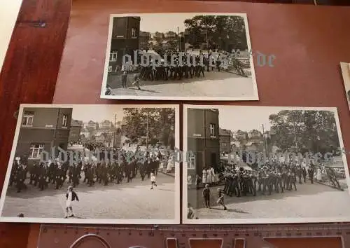 drei alte Fotos - Festumzug - Schießbergstrasse - Kolonialwaren Wilhelm Dickel 