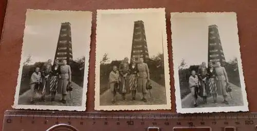 drei alte Fotos Familie posiert am Oberhundem Rhein Weser Turm 