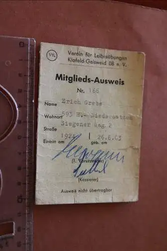 toller alter Mitglieds-Ausweis - Verein Leibesübungen - Klafeld - Geisweid 1970