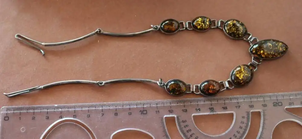 tolle alte Bernsteinkette mit Ohrstecker - 925er silber - Designer  J M  ??  3