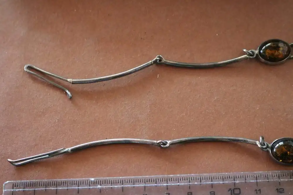 tolle alte Bernsteinkette mit Ohrstecker - 925er silber - Designer  J M  ??  4