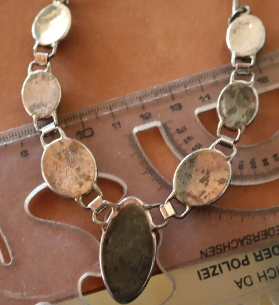 tolle alte Bernsteinkette mit Ohrstecker - 925er silber - Designer  J M  ??  6