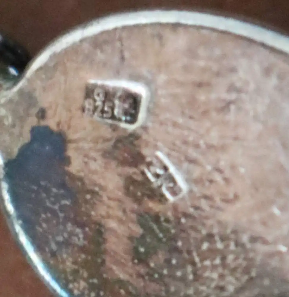 tolle alte Bernsteinkette mit Ohrstecker - 925er silber - Designer  J M  ??  7