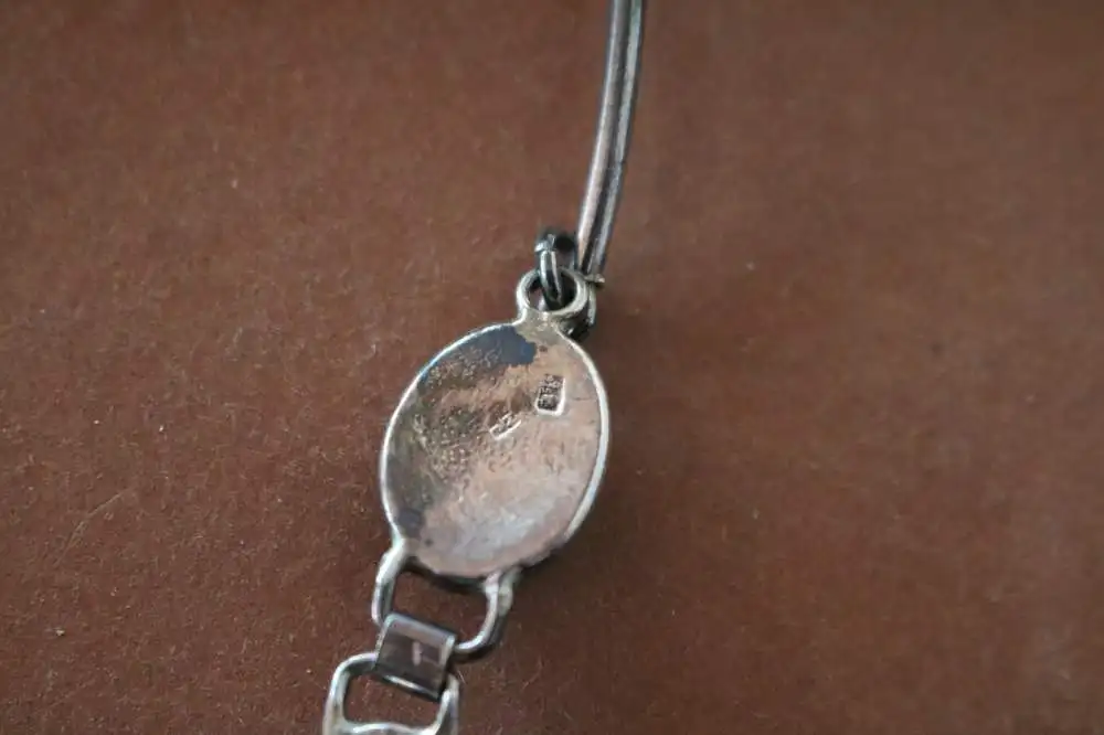 tolle alte Bernsteinkette mit Ohrstecker - 925er silber - Designer  J M  ??  8