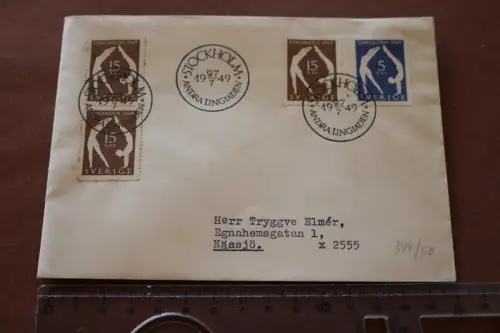 toller alter Umschlag  Stockholm Andra Lingiaden Briefmarken 1949 