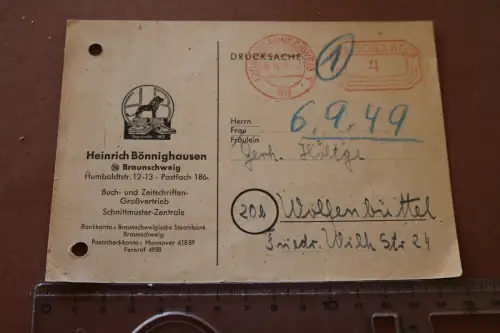 tolle alte Ganzsache - H. Bönninghausen Braunschweig - 1949 noch Deutsches Reich