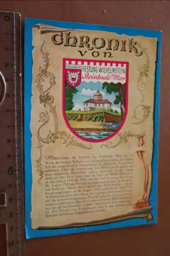 tolle alte Karte - Chronik Festung Wilhelmstein - Steinhuder Meer 60-80er Jahre 