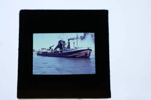 tolles altes Glasdia - Farbdia Eimerkettenbagger ?? Lachs - Schiff 50-60er Jahre