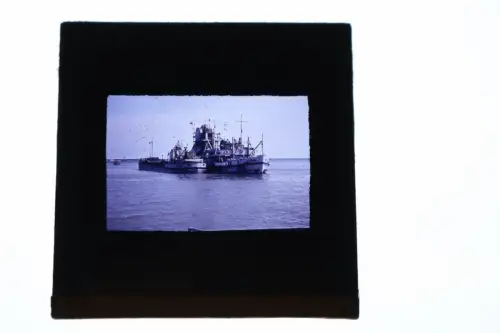 tolles altes Glasdia - Farbdia Eimerkettenbagger ?? Warnemünde ?? 50-60er Jahre 