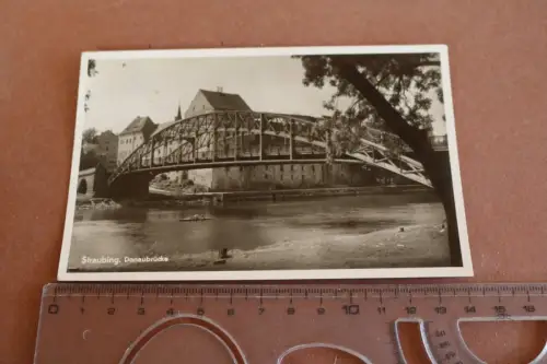 tolle alte Karte -  Straubing - Donaubrücke - 1939 