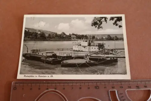 tolle alte Karte -  Fähre - Motorfähre in Nierstein am Rhein - 1954