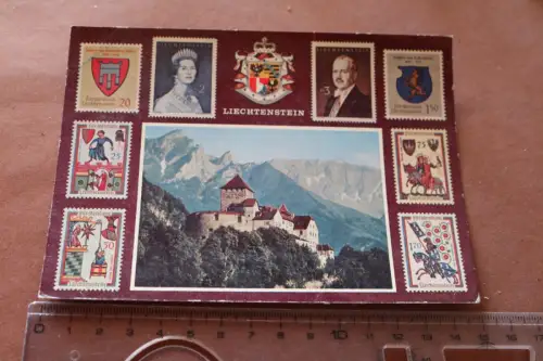 tolle alte Karte - Briefmarken - Liechtenstein - 50-70er Jahre 