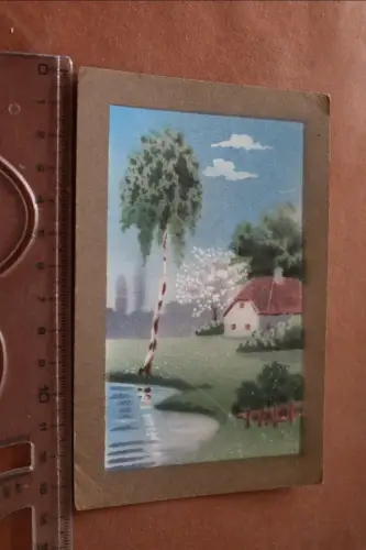 tolle alte Künstlerkarte - handgemaltes ??? Bild See Haus Birke 1918