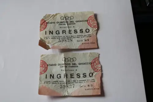 zwei alte Eintrittskarten  Stadio Olimpico del Ghiaccio  50er Jahre ?? Olympia ?