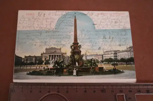 tolle alte Karte - Leipzig - Augustusplatz mit Mendebrunnen 1890-1905 ?