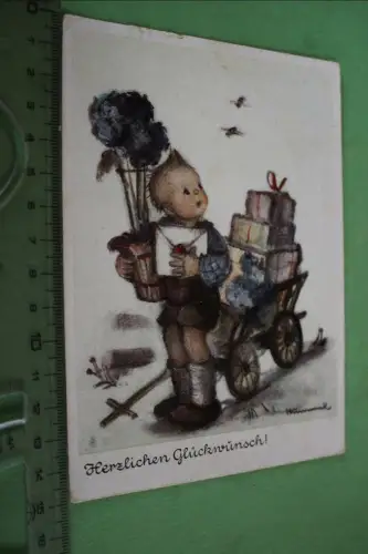 tolle alte Karte - Hummel - Glückwunschkarte - 50er Jahre 