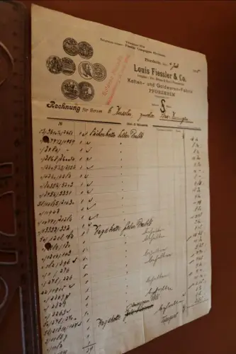 tolle alte Rechnung Louis Fiessler & Co - Pforzheim  von 1900