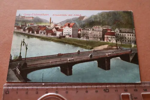tolle alte Karte - Gera Untermhaus - Elisenbrücke mit Schloß 1918