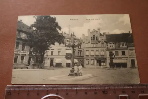 tolle alte Karte - Perleberg Markt mit Roland 1917