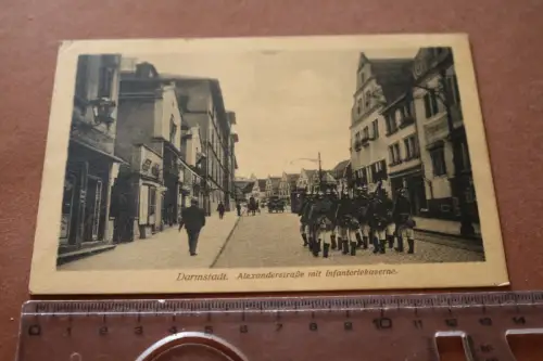tolle alte Karte - Darmstadt Alexanderstraße mit Infanteriekaserne 1915