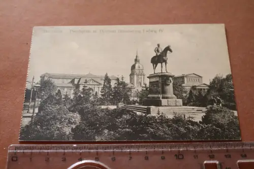 tolle alte Karte - Darmstadt Paradeplatz m. Denkmal Grossherzog Ludwig IV. 1915