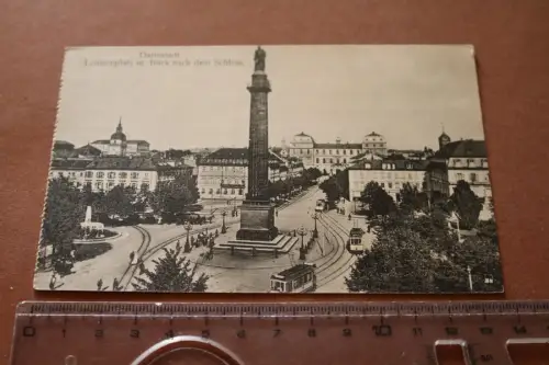 tolle alte Karte - Darmstadt Louisenplatz Blick anach Schloß  1915