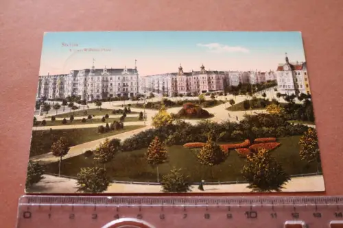 tolle alte Karte - Stettin - Kaiser Wilhelm Platz 1918