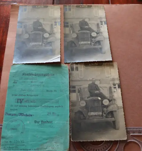 toller alter KFZ-Schein Oldtimer LKW Ford  1941 inkl. drei Fotos - Org. Todt 