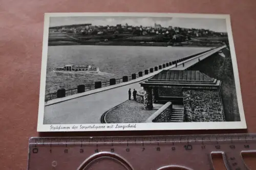 tolle alte Karte - Staudamm der Sorpetalsperre mit Langenscheid  30-50er Jahre 