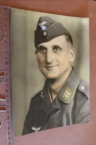 tolles großes Portrait Soldat der Luftwaffe handcoloriert 