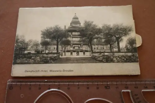 tolle alte Karte - Dampfschiff Hotel - Blasewitz Dresden mit 12 kleinen Bildern