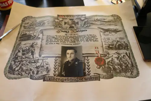 tolle alte Urkunde eines Uffz. eines Panzerjäger Regiments - Nachkriegsausgabe 