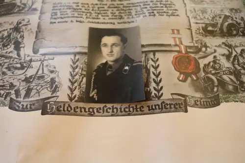 tolle alte Urkunde eines Uffz. eines Panzerjäger Regiments - Nachkriegsausgabe 