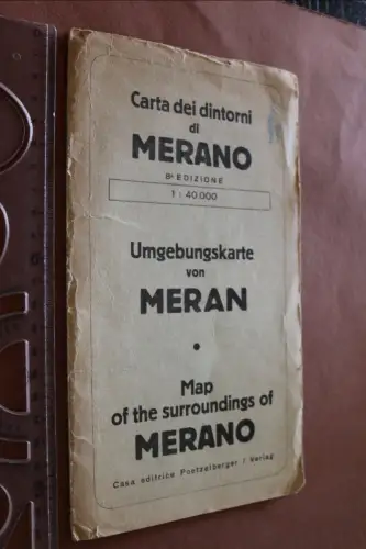 alter Pappumschlag Umgebungskarte von Meran 
