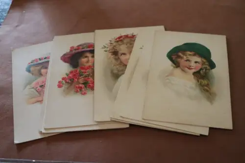 elf tolle alte Künstlerkarten - Portraits Mädchen - Verlag H&S B - 20-30er Jahre