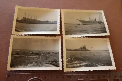 vier tolle alte Fotos - Kriegsschiffe - Kiel ?? Blücher-Brücke , Aviso Grille 