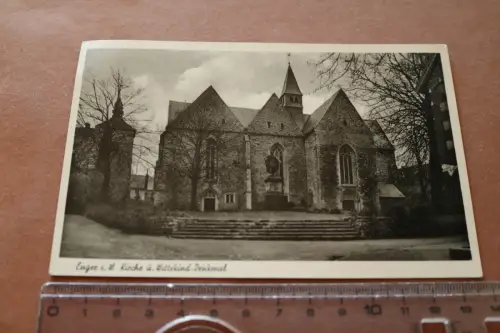 tolle alte Karte - Enger i.W.  Kirche mit Wittekind-Denkmal 1953