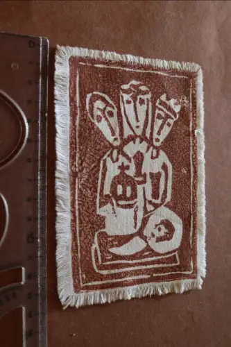 toller alter Kunstdruck auf Stoff - Heilige drei Könige und Jesuskind 