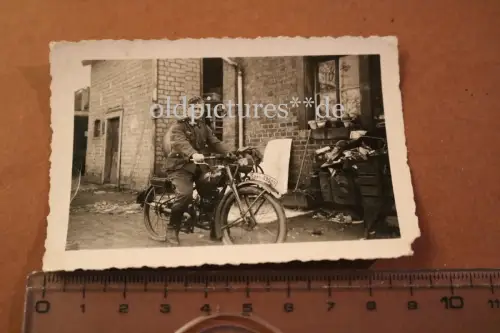 tolles altes Foto Soldat mit Motorrad Wanderer - Kennzeichen Saar 
